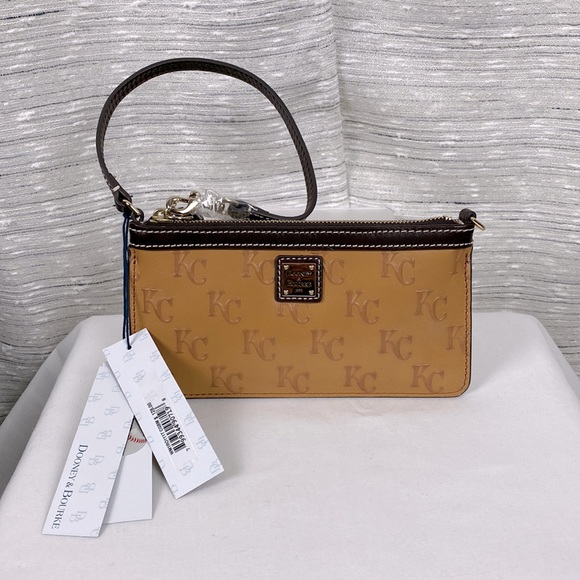 Dooney & Bourke Handbags - Dooney & Bourke Cognac Embossed Logo Wristlet (NWT)